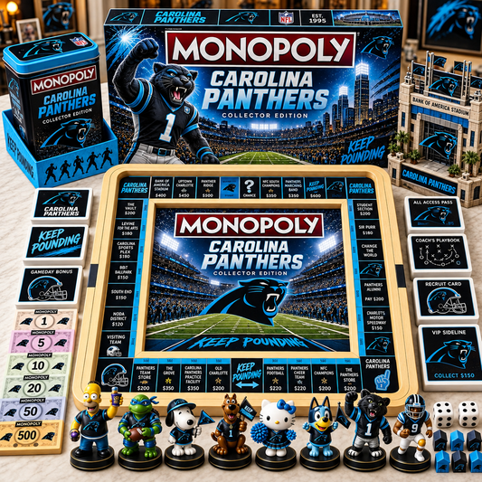 Premium NFL CP Monopoly Collector’s Edition Board Game Set with Mini Figures & Accessories