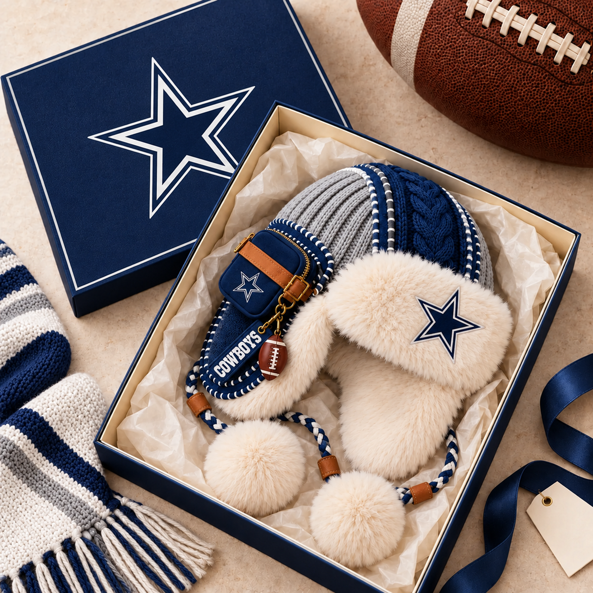 Premium NFL DAL Plush Trapper Hat