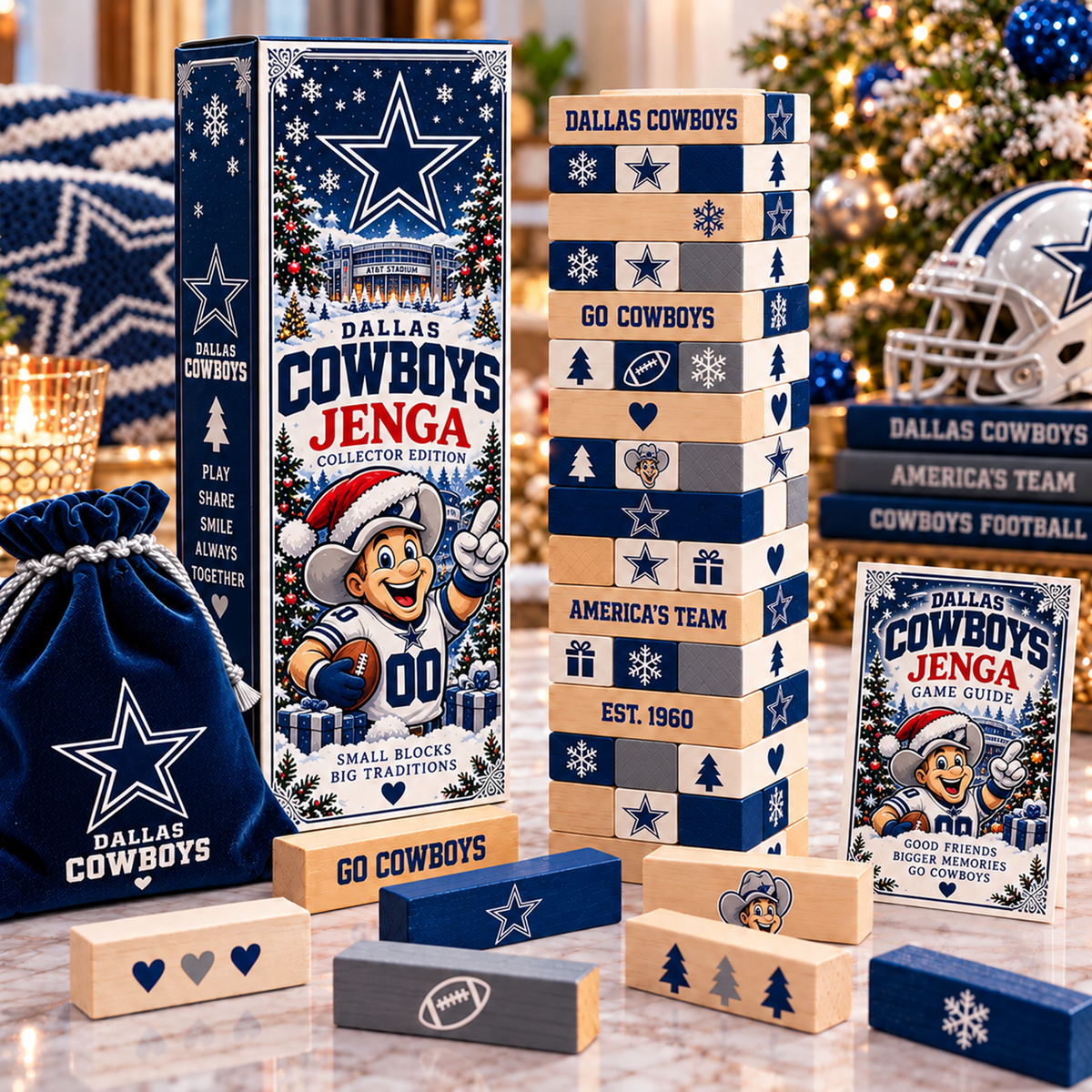 Premium NFL DAL Wooden Stacking Game