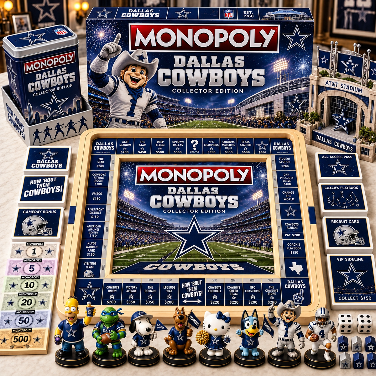 Premium NFL DC Monopoly Collector’s Edition Board Game Set with Mini Figures & Accessories