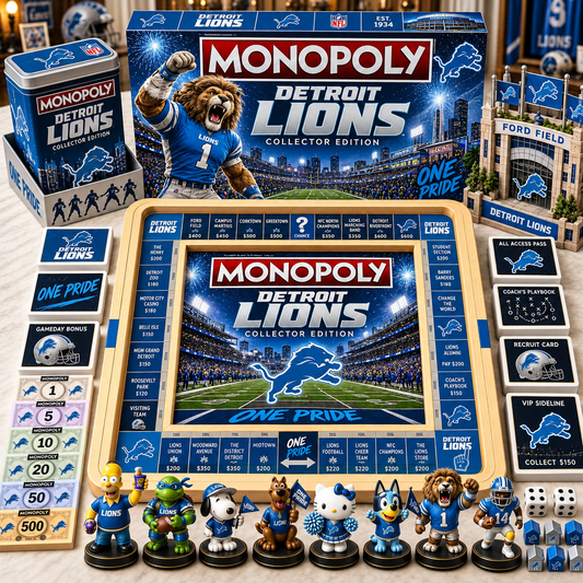 Premium NFL DL Monopoly Collector’s Edition Board Game Set with Mini Figures & Accessories
