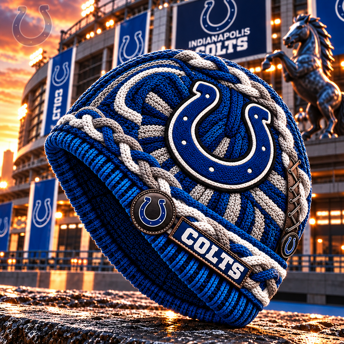 Premium NFL IND Embroidered Cable Knit Beanie Hat