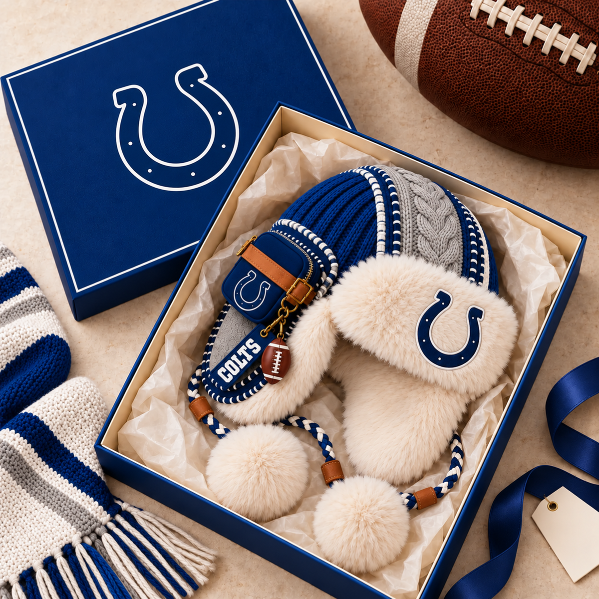 Premium NFL IND Plush Trapper Hat