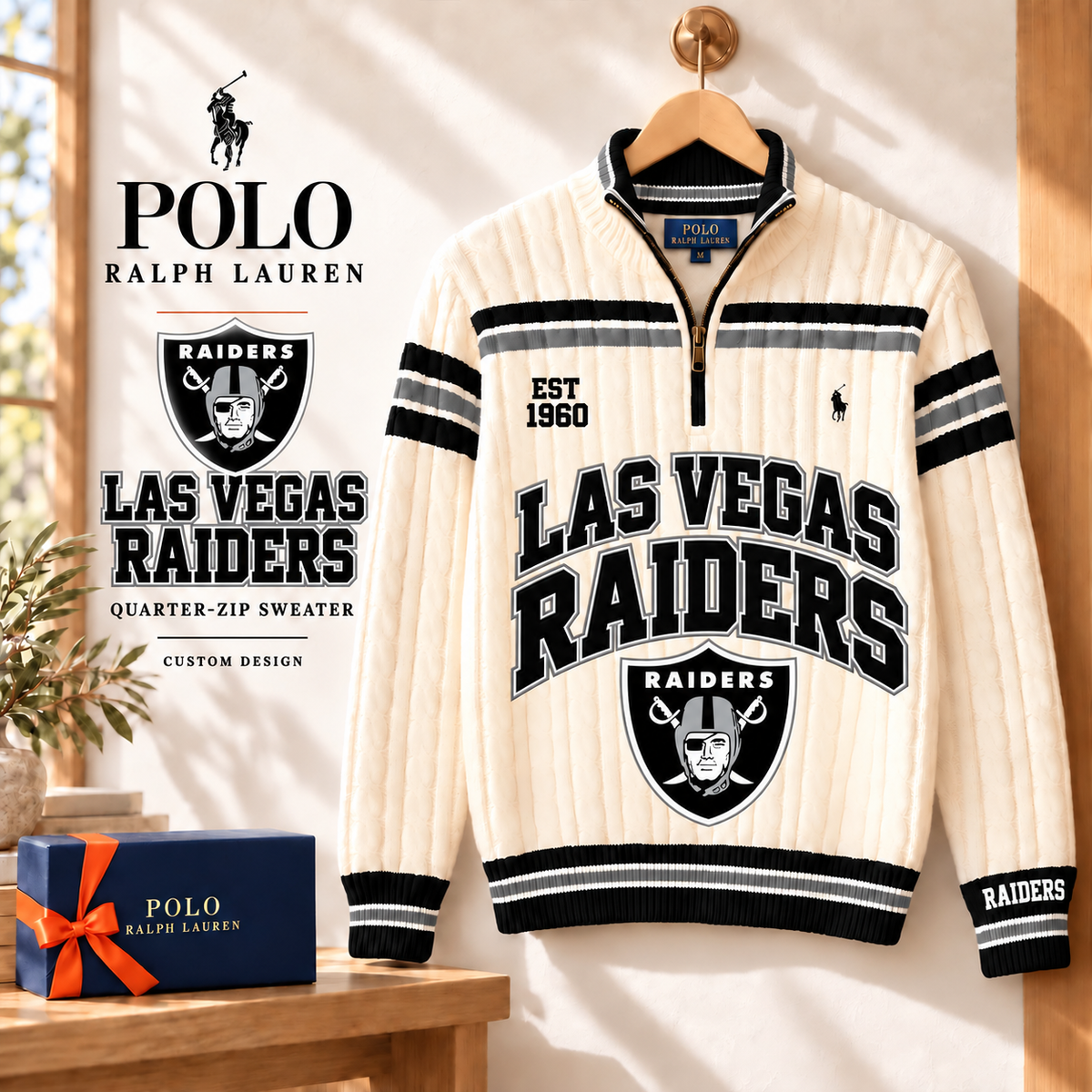 Premium NFL LVR Long Zip Polo Shirt