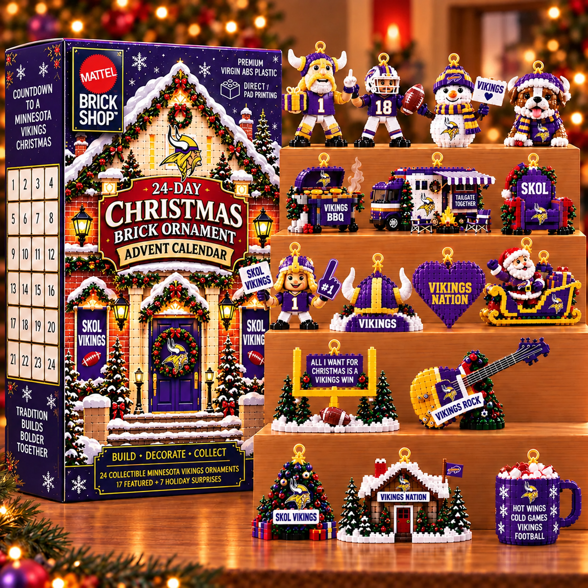 Premium NFL MV Christmas Brick Ornament Advent Calendar