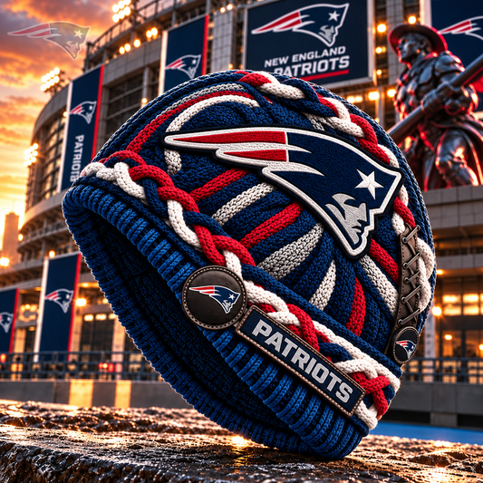 Premium NFL NE Embroidered Cable Knit Beanie Hat