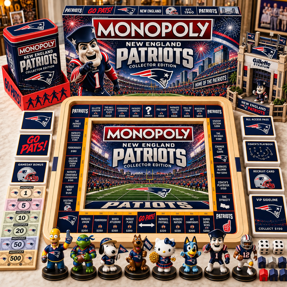 Premium NFL NEP Monopoly Collector’s Edition Board Game Set with Mini Figures & Accessories