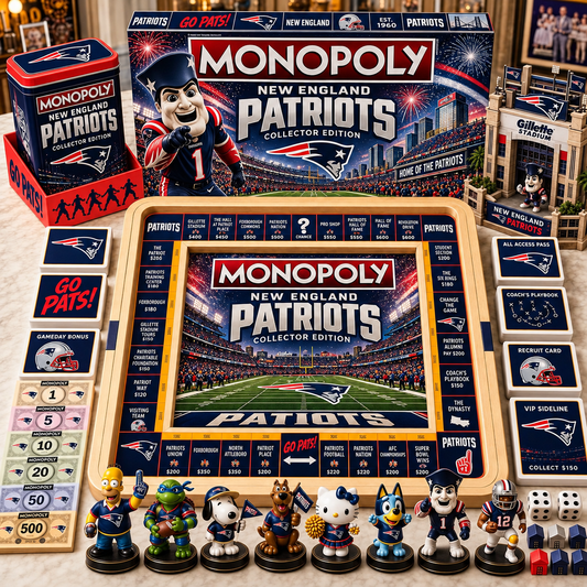 Premium NFL NEP Monopoly Collector’s Edition Board Game Set with Mini Figures & Accessories