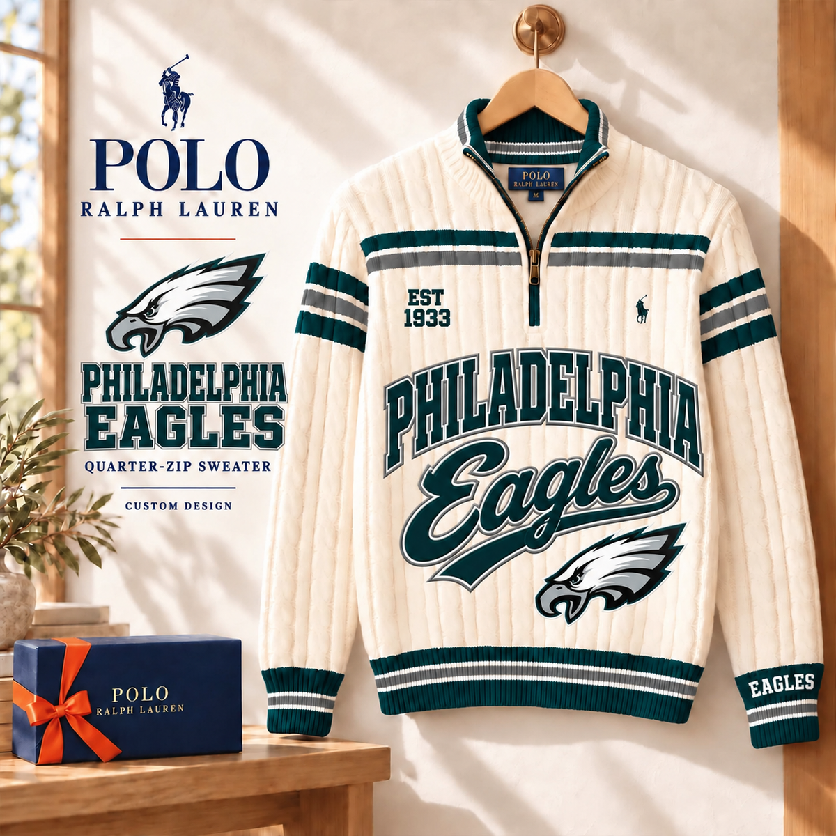 Premium NFL PE Long Zip Polo Shirt