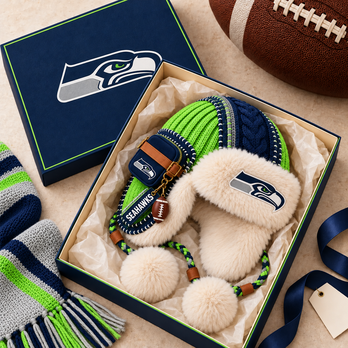 Premium NFL SEA Plush Trapper Hat
