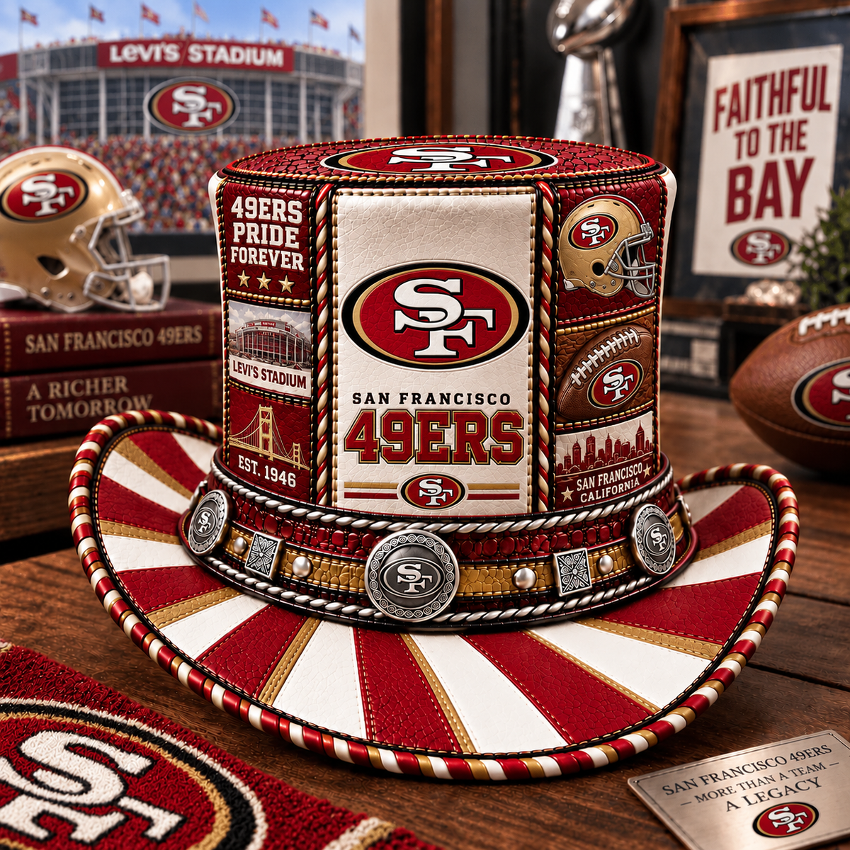 Premium NFL SF49 Leather Top Hat