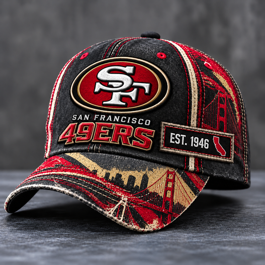 Premium NFL SF49 Vintage Distressed Embroidered Cap