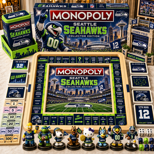 Premium NFL SS Monopoly Collector’s Edition Board Game Set with Mini Figures & Accessories