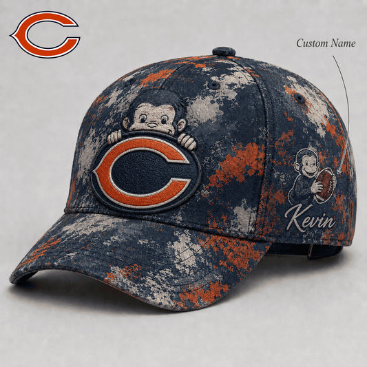 Premium NFL x CHI Curious George Custom Name Classic Cap For Passionate Game Day