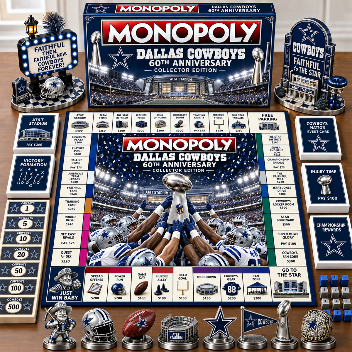 Premium NFL x DAL Champion Theme Monopoly Collector Edition Board Game