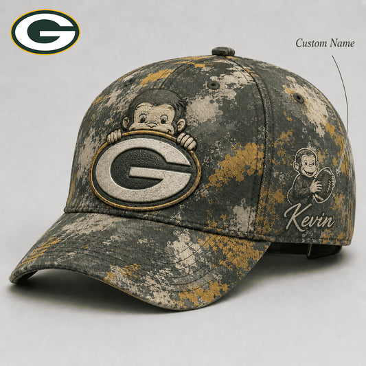 Premium NFL x GB Curious George Custom Name Classic Cap For Passionate Game Day