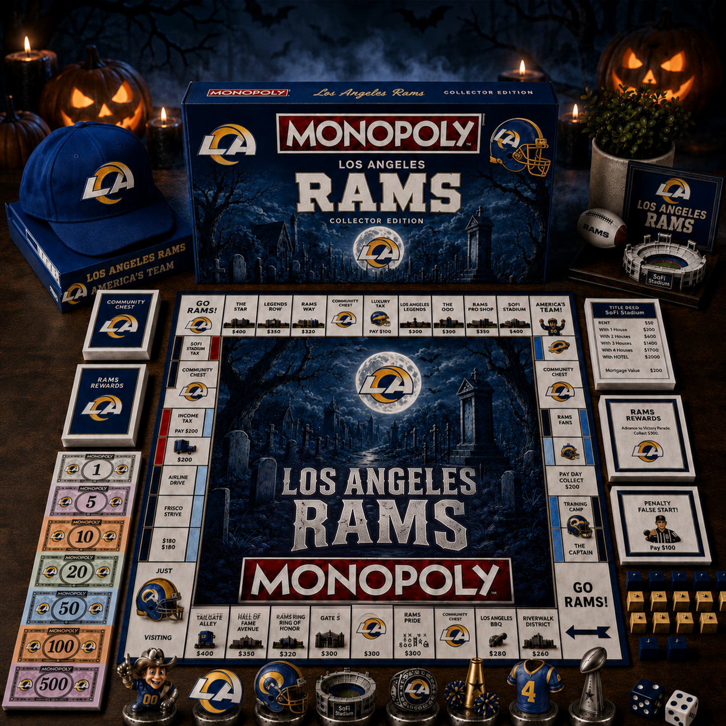 Premium NFL x LAR Halloween Theme Monopoly Collector Edition Board Game
