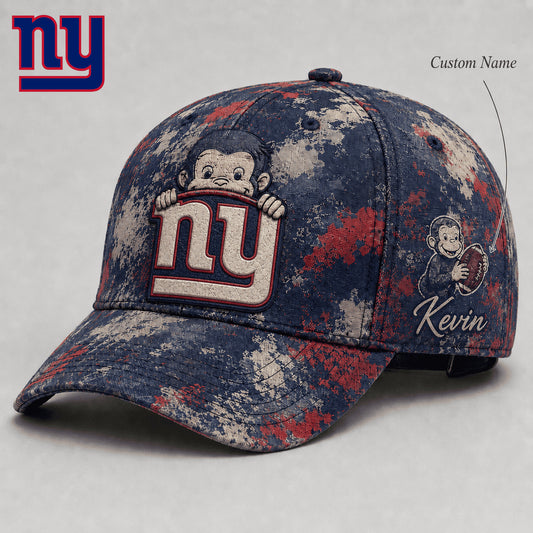 Premium NFL x NYG Curious George Custom Name Classic Cap For Passionate Game Day