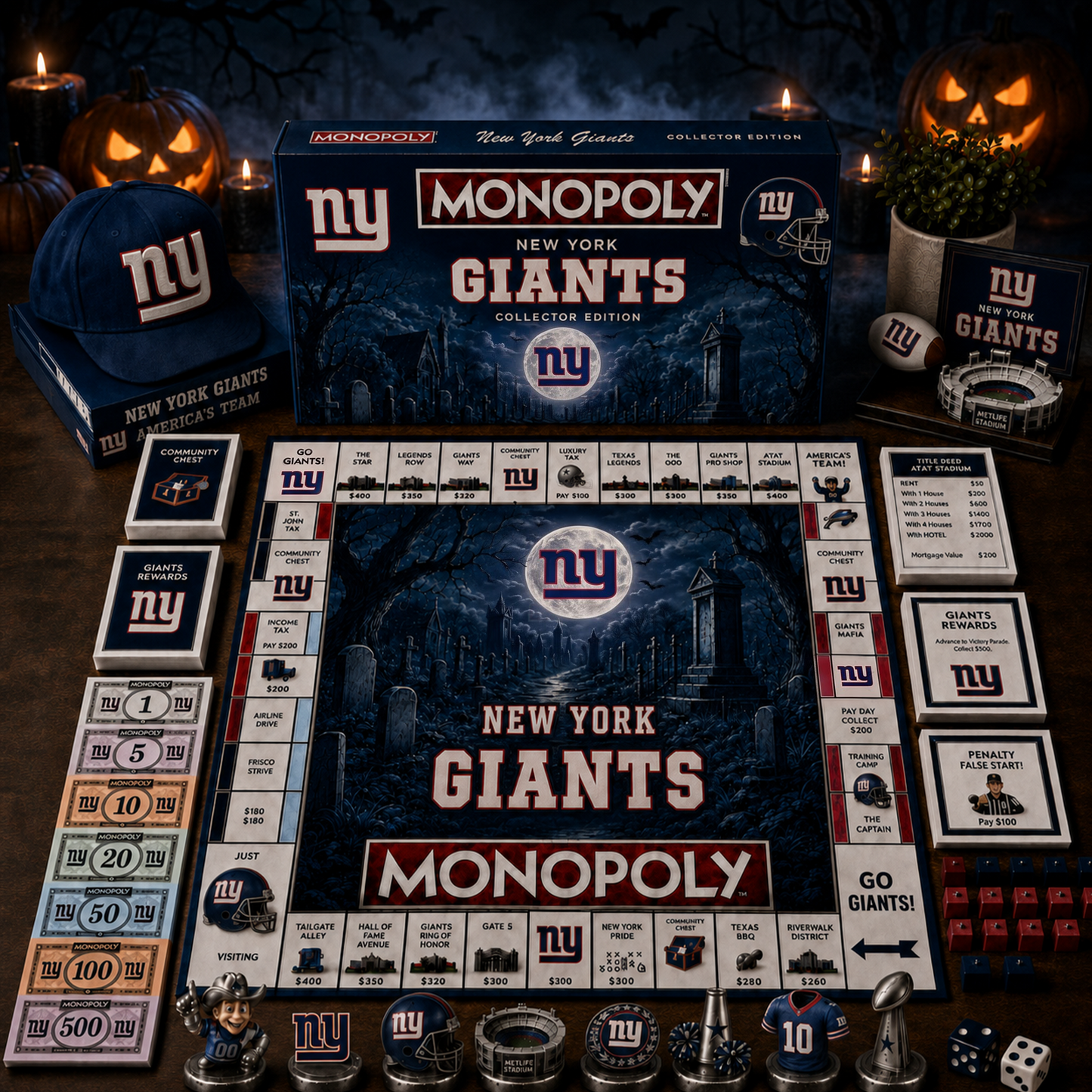 Premium NFL x NYG Halloween Theme Monopoly Collector Edition Board Game
