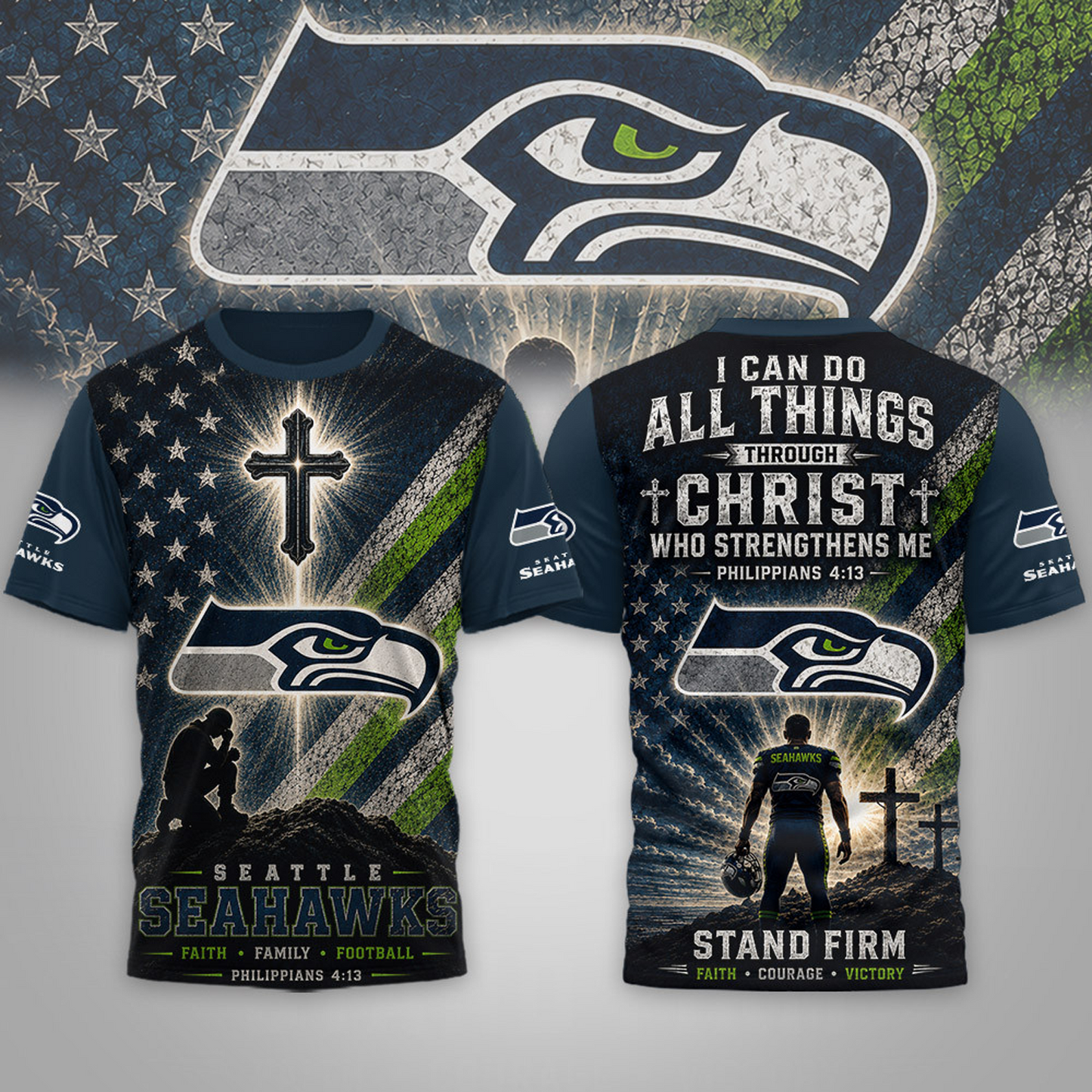 Premium NFL x SEA Faith Family 3D Shirt