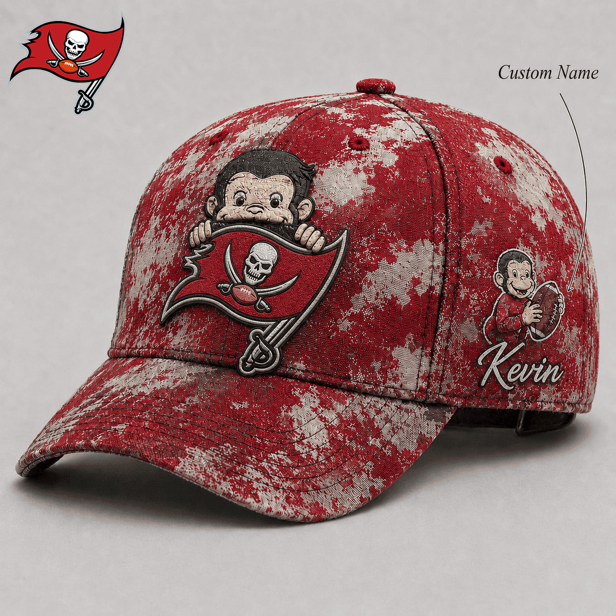 Premium NFL x TB Curious George Custom Name Classic Cap For Passionate Game Day