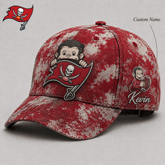 Premium NFL x TB Curious George Custom Name Classic Cap For Passionate Game Day