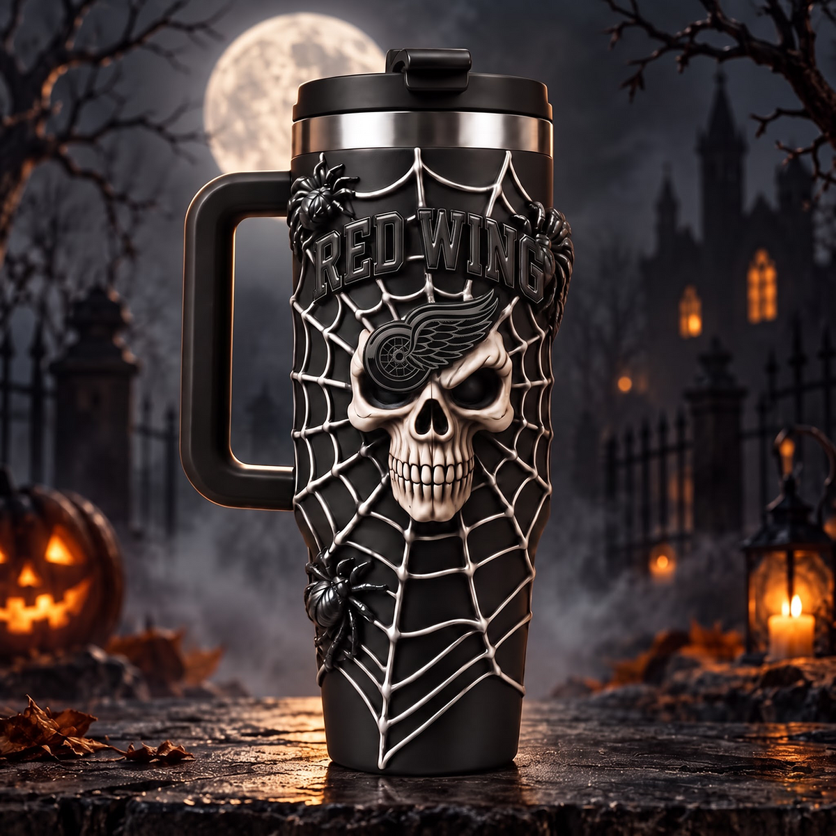 Premium NHL x DET  Skull 40oz Tumbler With Straw