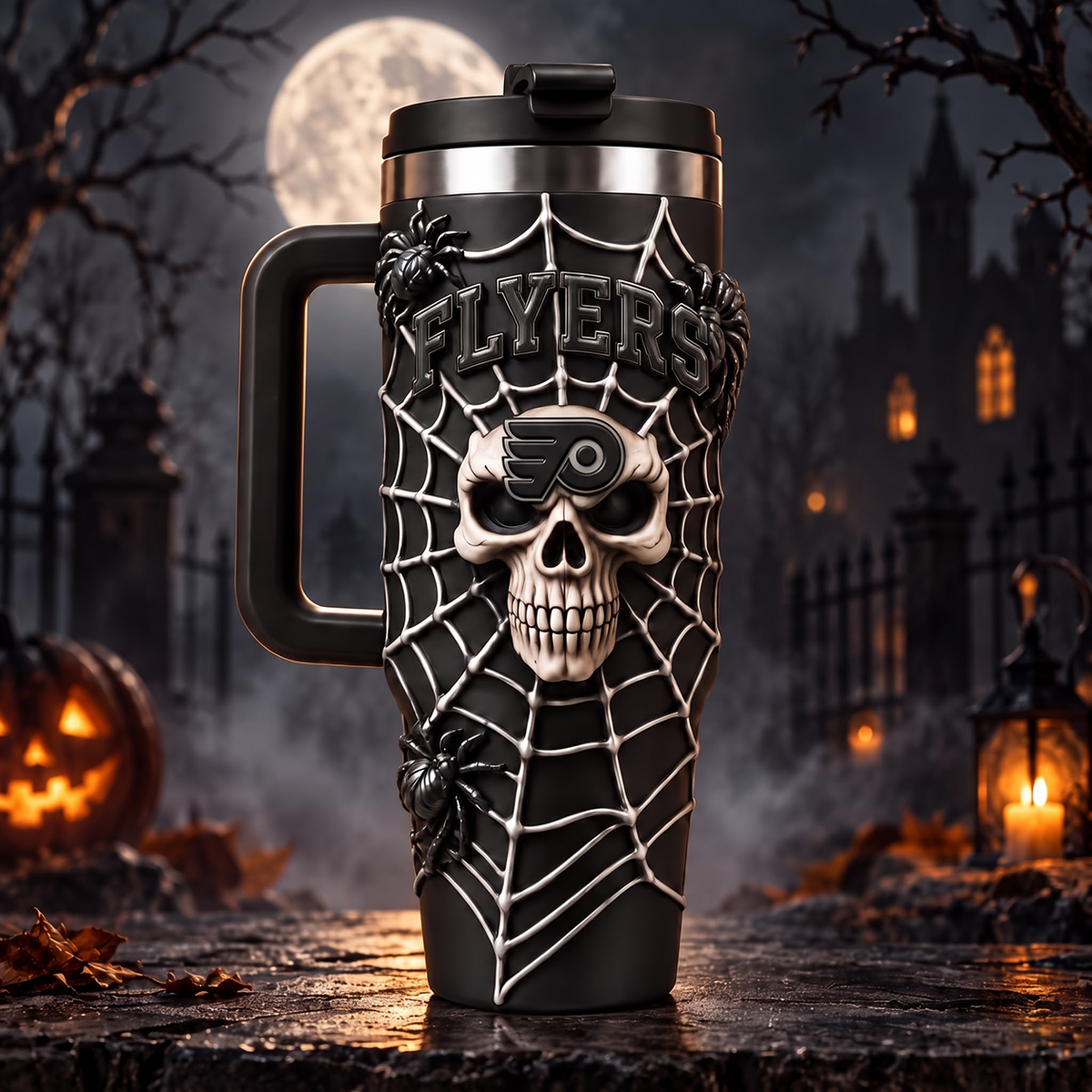 Premium NHL x PHI Skull 40oz Tumbler With Straw
