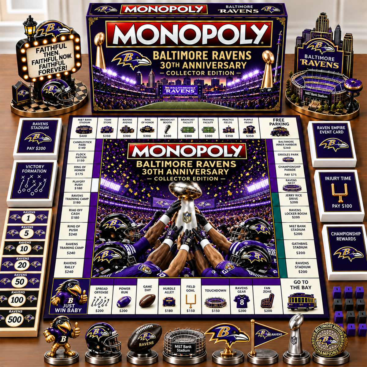 Premium NFL x BAL Champion Theme Monopoly Collector Edition Board Game