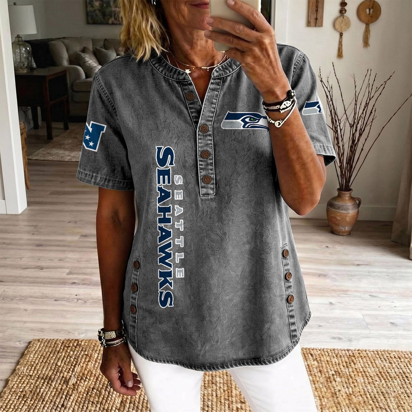 SEA x NFL Women’???s Denim Casual Tops DATND LBN 190526
