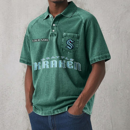SEA x NHL Men's Distressed Turn-Down Collar Polo DATND TANTD 250526