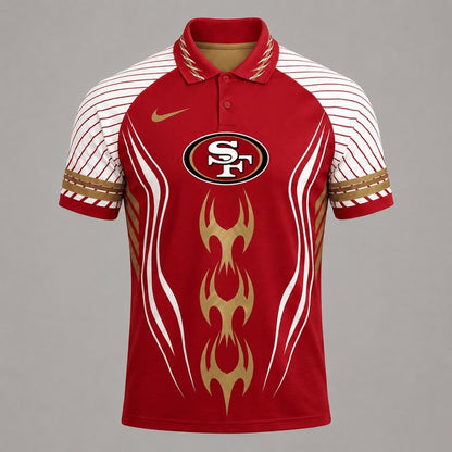 SF49 Premium NFL Flame Stripe Athletic Polo Shirt