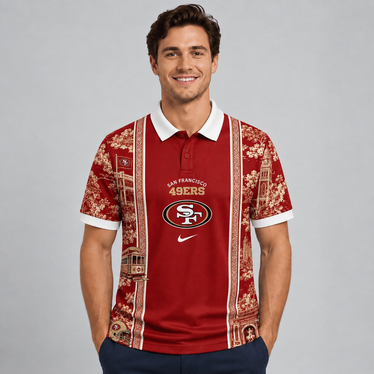 SF49 Premium NFL Heritage Cityscape Polo Shirt for Loyal Fans