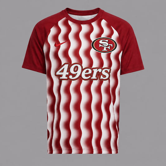 SF49 Premium NFL Retro Wavy Pattern Athletic T-Shirt