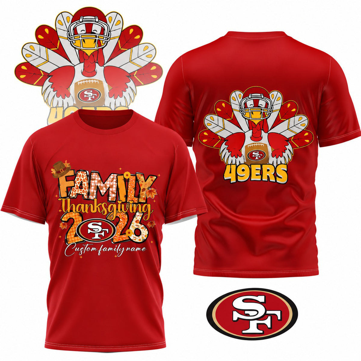 SF49 x NFL Thanksgiving 3D Shirt