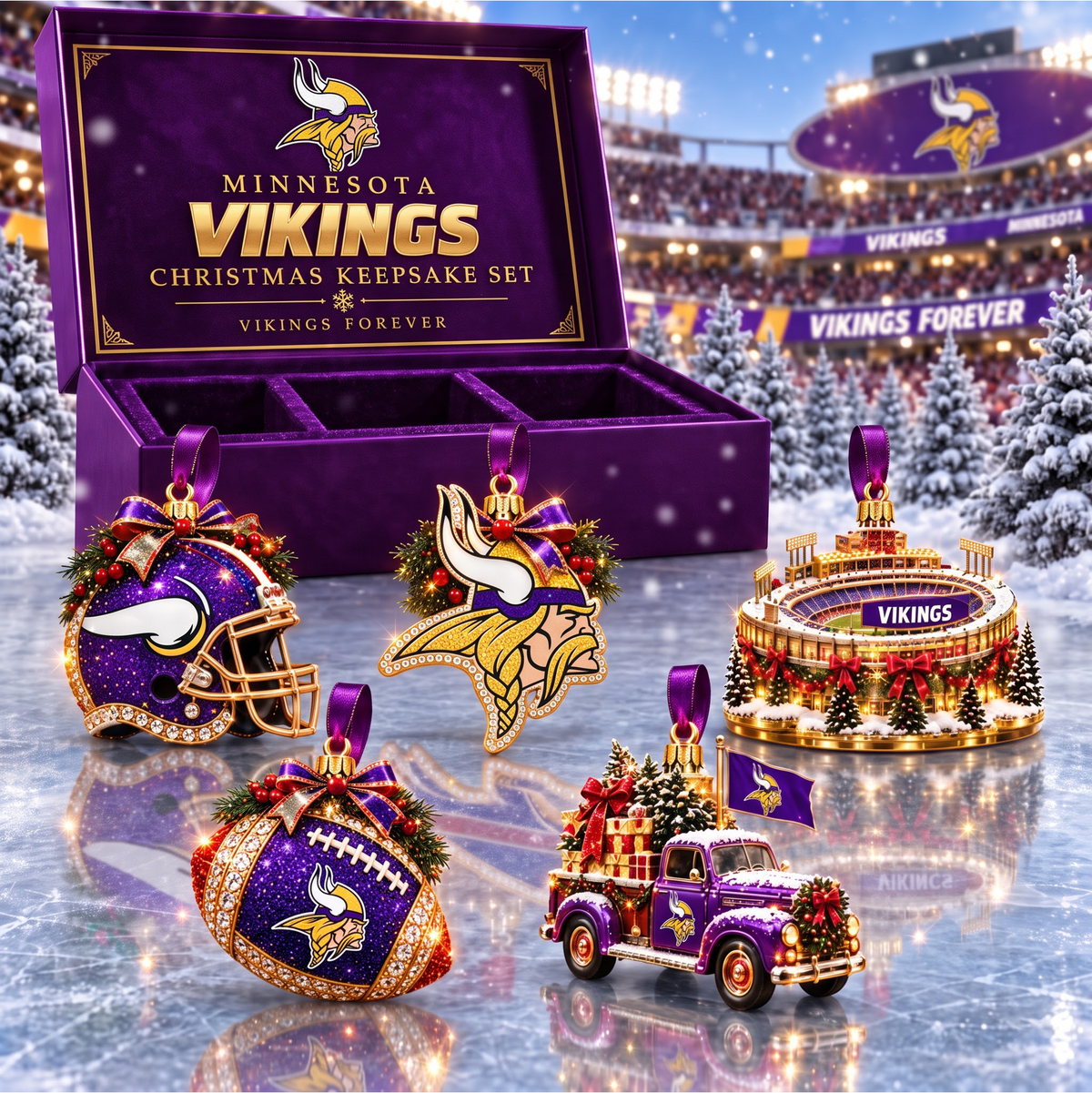 SIGNATURE NFL X MV DELUXE Christmas KICKOFF Personalized Set  Acrylic Ornament GIFT FOR FAN LIMITED EDITION