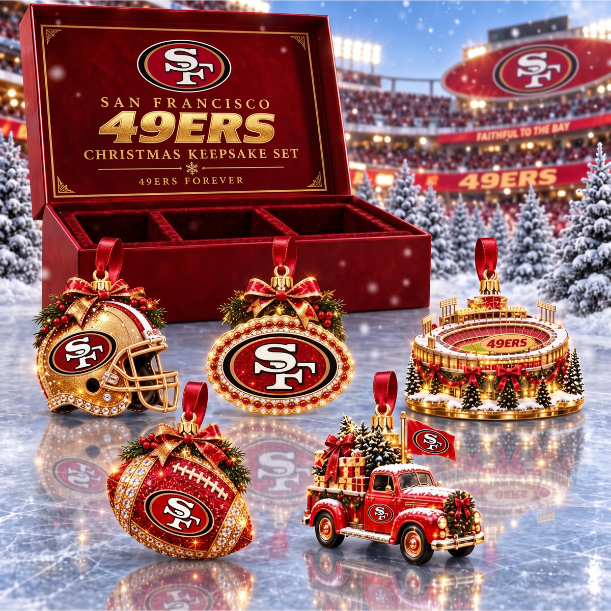 SIGNATURE NFL X SF DELUXE Christmas KICKOFF Personalized Set  Acrylic Ornament GIFT FOR FAN LIMITED EDITION