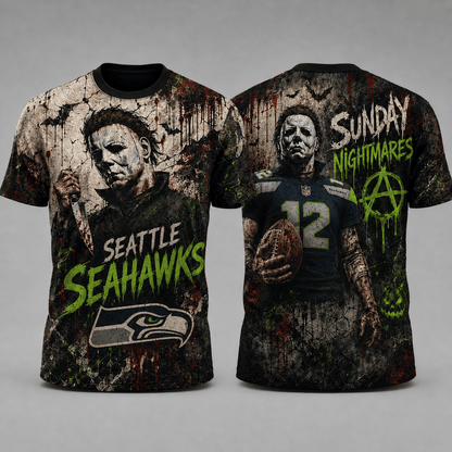 SS Premium NFL Michael Myers Sunday Nightmares 3D T-Shirt For Horror Football Fans