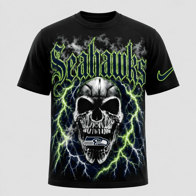 SS Premium NFL Premium Skull Lightning Graphic T-Shirt