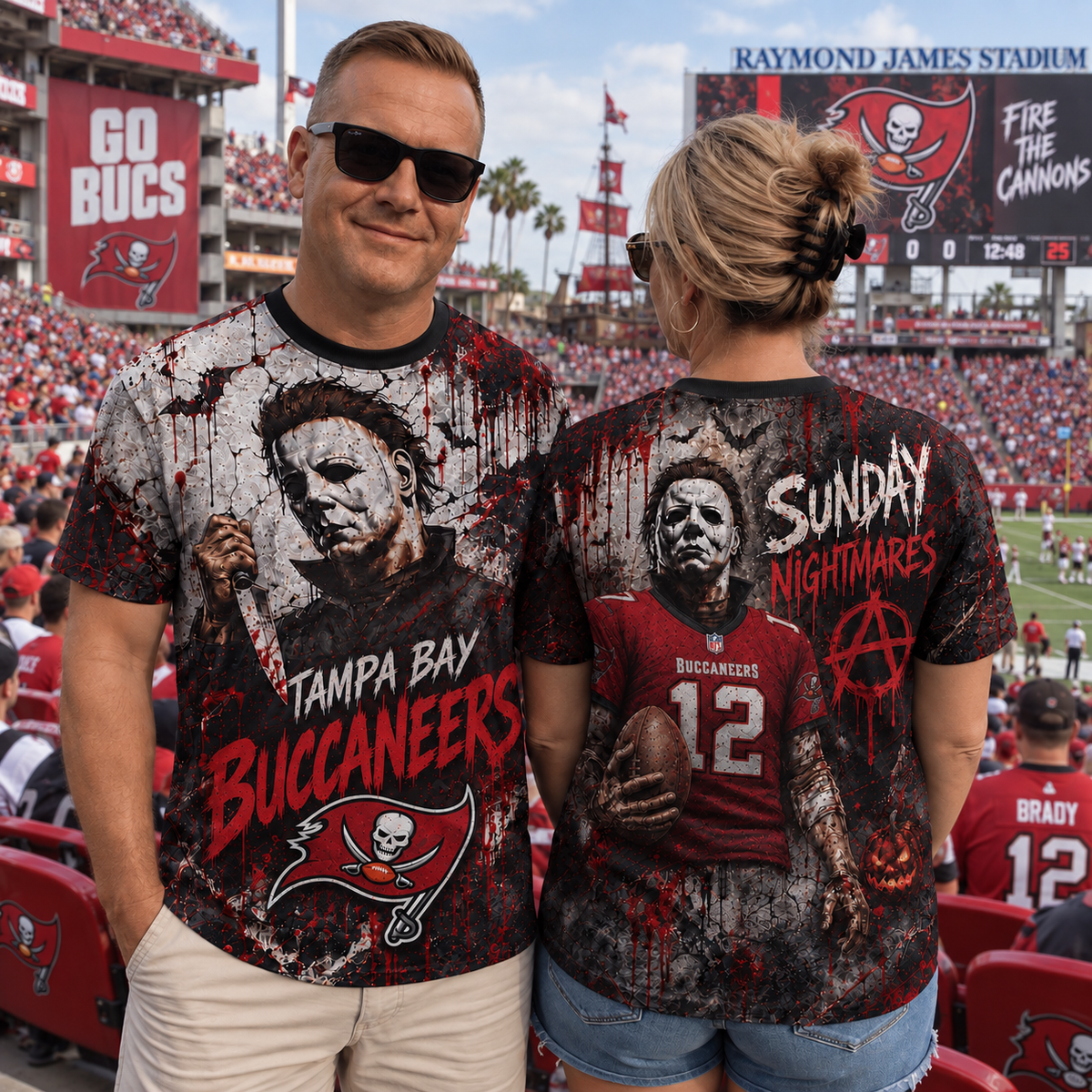 TBB Premium NFL Michael Myers Sunday Nightmares 3D T-Shirt For Horror Football Fans