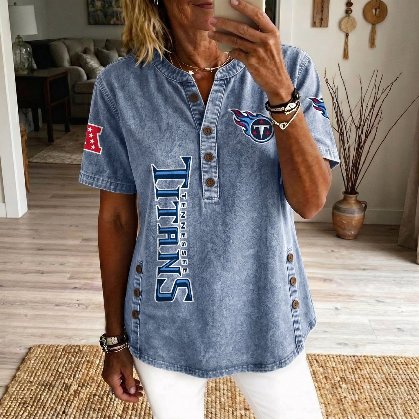 TEN x NFL Women’???s Denim Casual Tops DATND LBN 190526