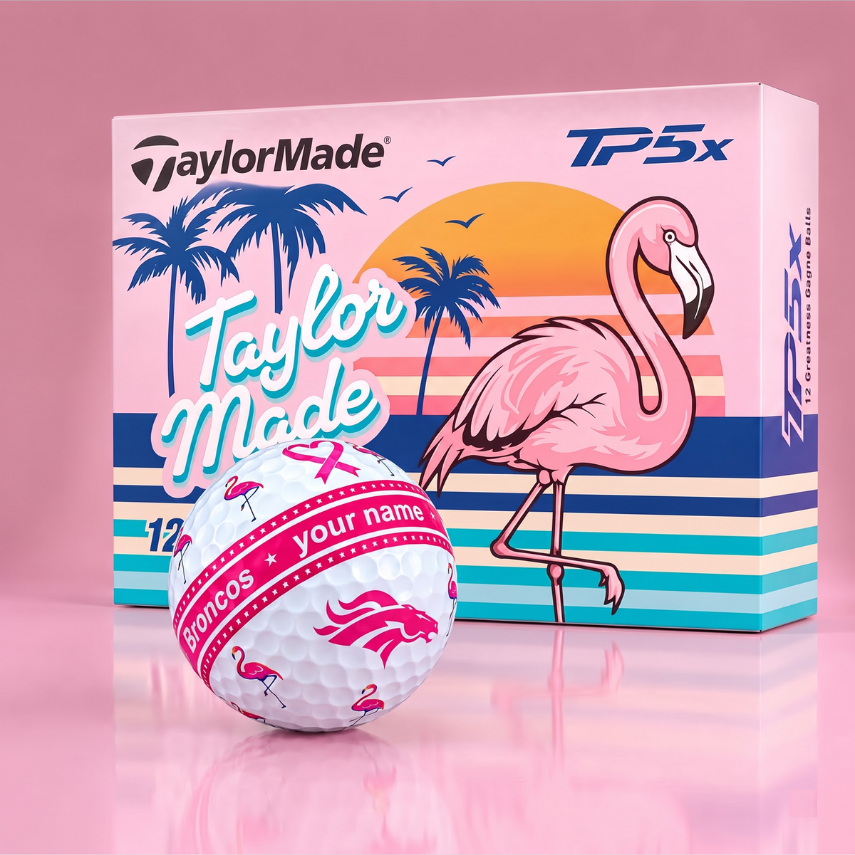 TP5X TAYLOR X PREMIUM NFL DB DELUXE FLAMINGO PERSONALIZED GOLF BALL FOR WOMEN TOURNAMENT LIMITED EDITION