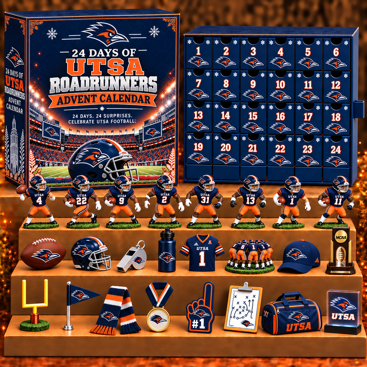UTSAR x NCAA Personalized 24 Days Of American Football Advent Calendar Blink Box