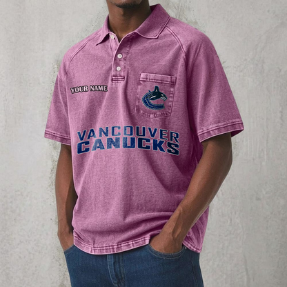 VAN x NHL Men's Distressed Turn-Down Collar Polo DATND TANTD 250526