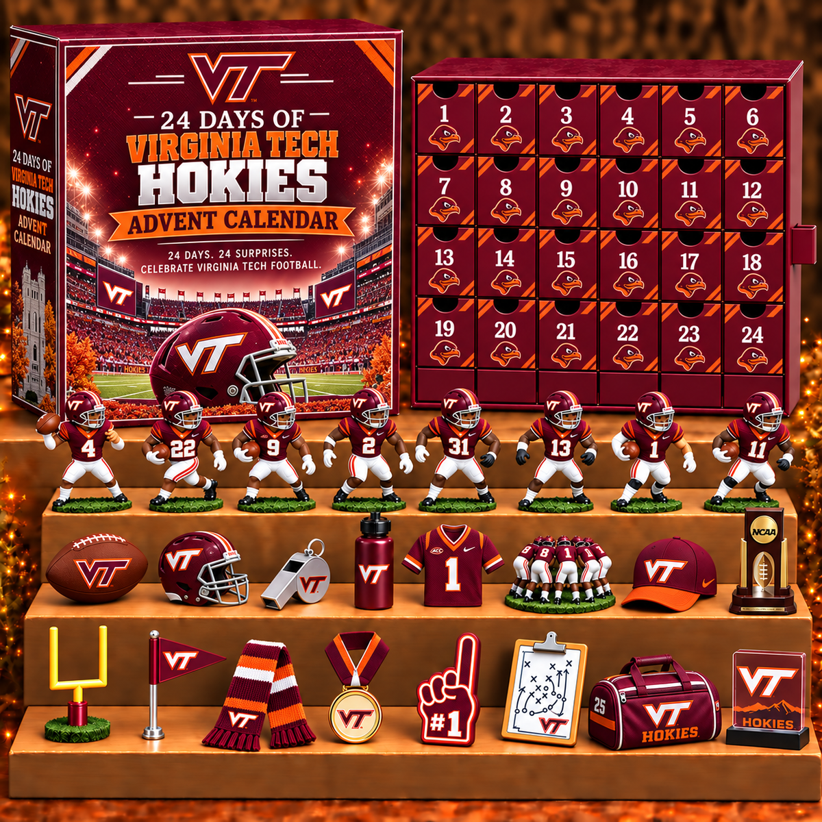 VTH x NCAA Personalized 24 Days Of American Football Advent Calendar Blink Box