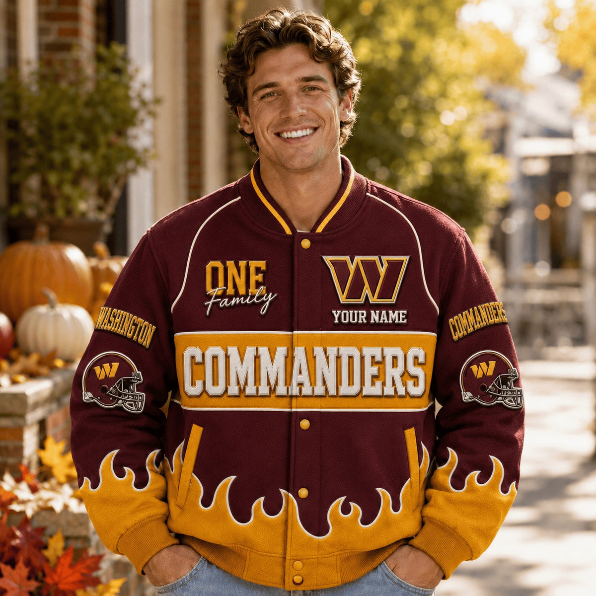 WC NFL Team Baseball Jacket Custom Any Name Gift For Fan
