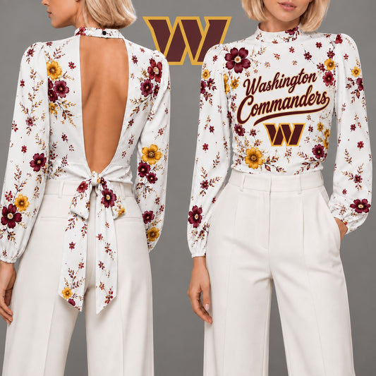 WC Premium NFL Floral Backless Long Sleeve Shirt
