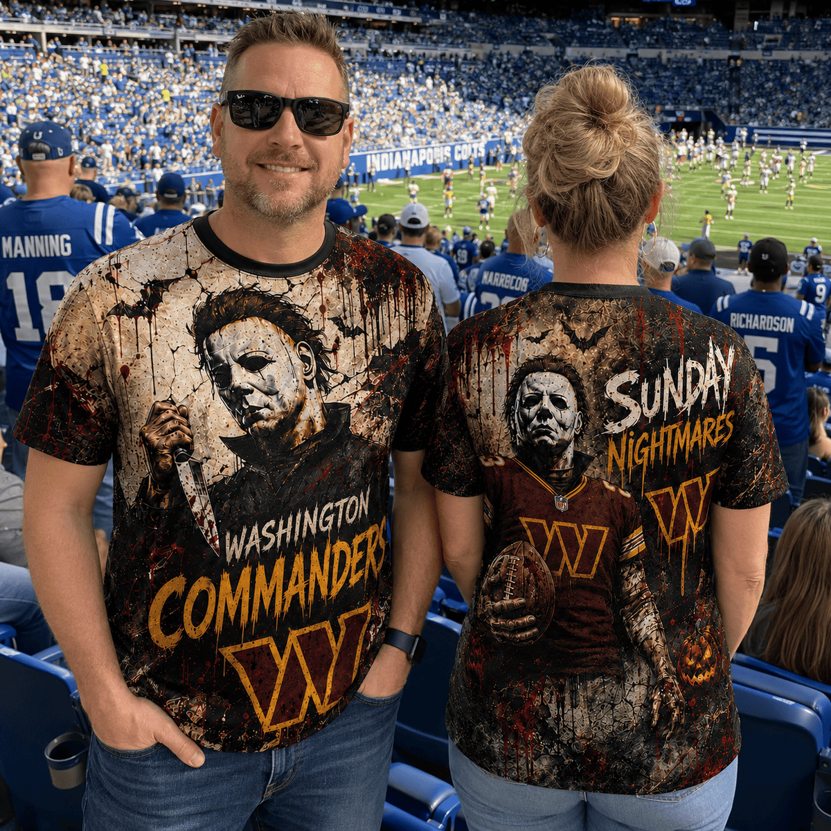 WC Premium NFL Michael Myers Sunday Nightmares 3D T-Shirt For Horror Football Fans